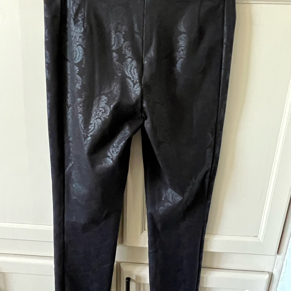 Anthropologie Black Tone on Tone Floral Brocade Pants - Picture 2 of 6